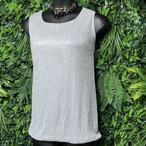 ASHLEY STEWART Tops Women 22 Gray Silver Sleeveless Blouse Bubble Hem‎ 2477